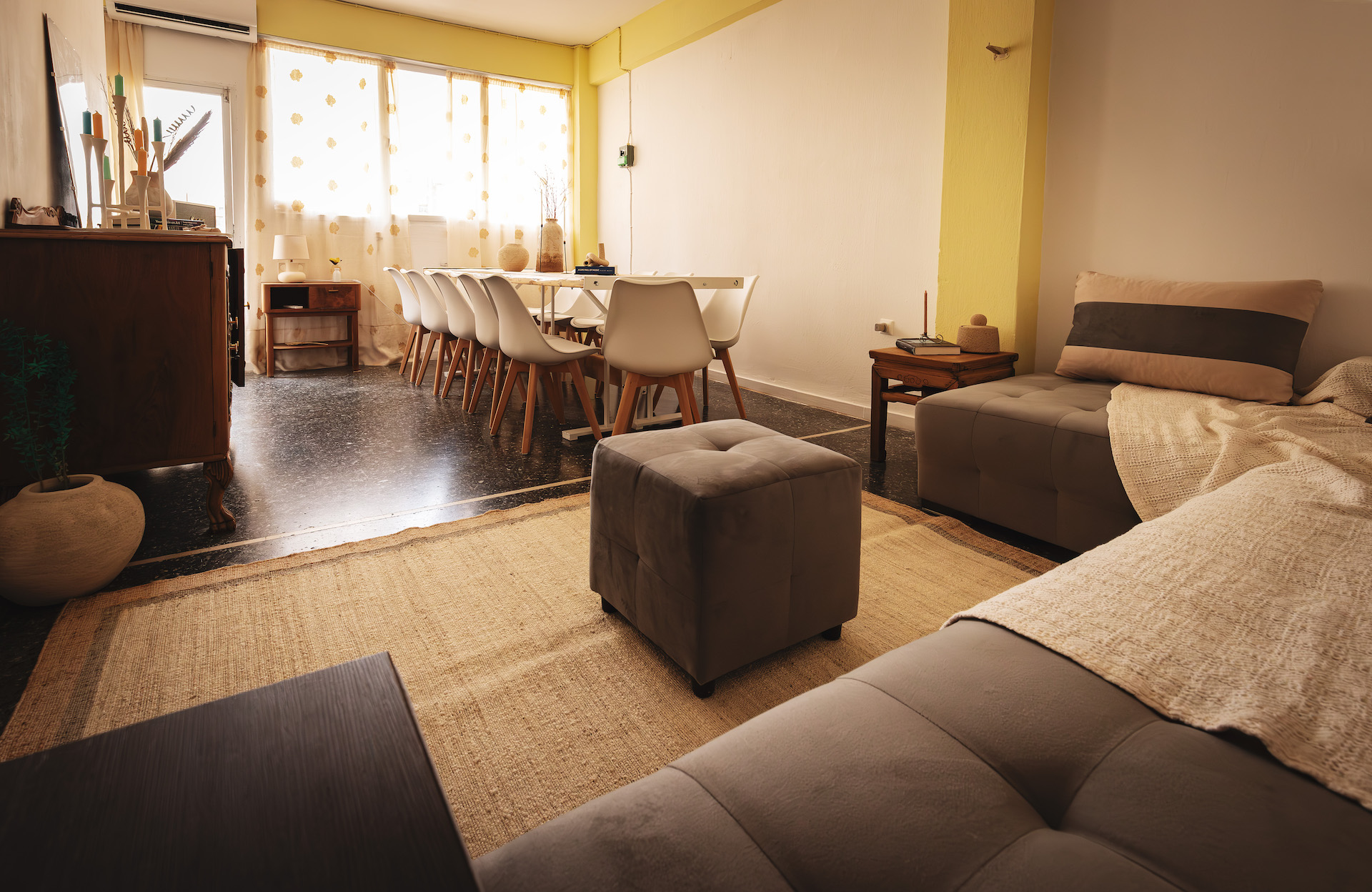 Lemon Room Sofa, table and chairs at Lemon Art Studio