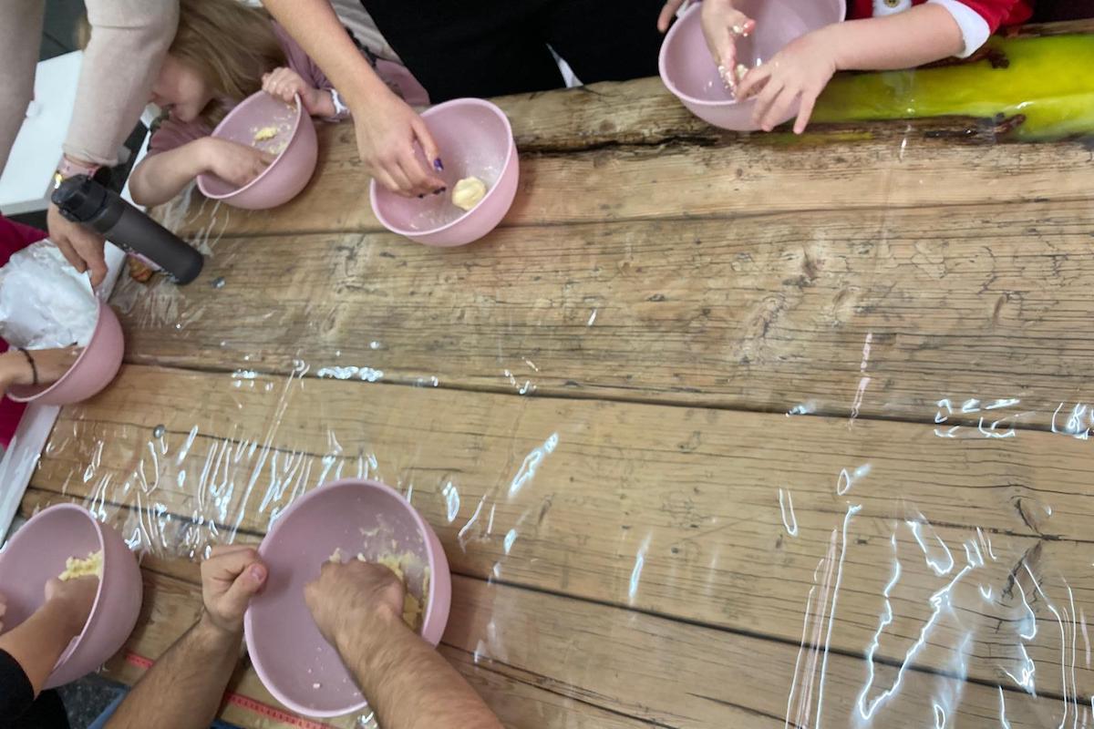 Making cookies at Christmas in the Lemon Room at Lemon Art Studio